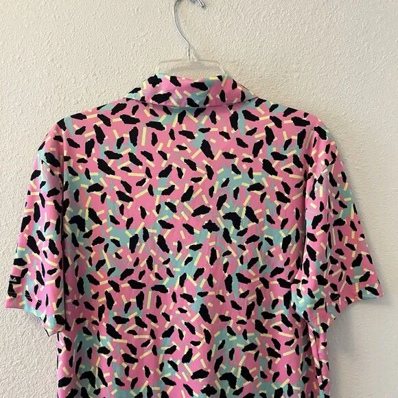 Bad Birdie Men's Polo Shirt Size Medium Short Sleeve Performance Golf 80's Retro - Picture 9 of 13